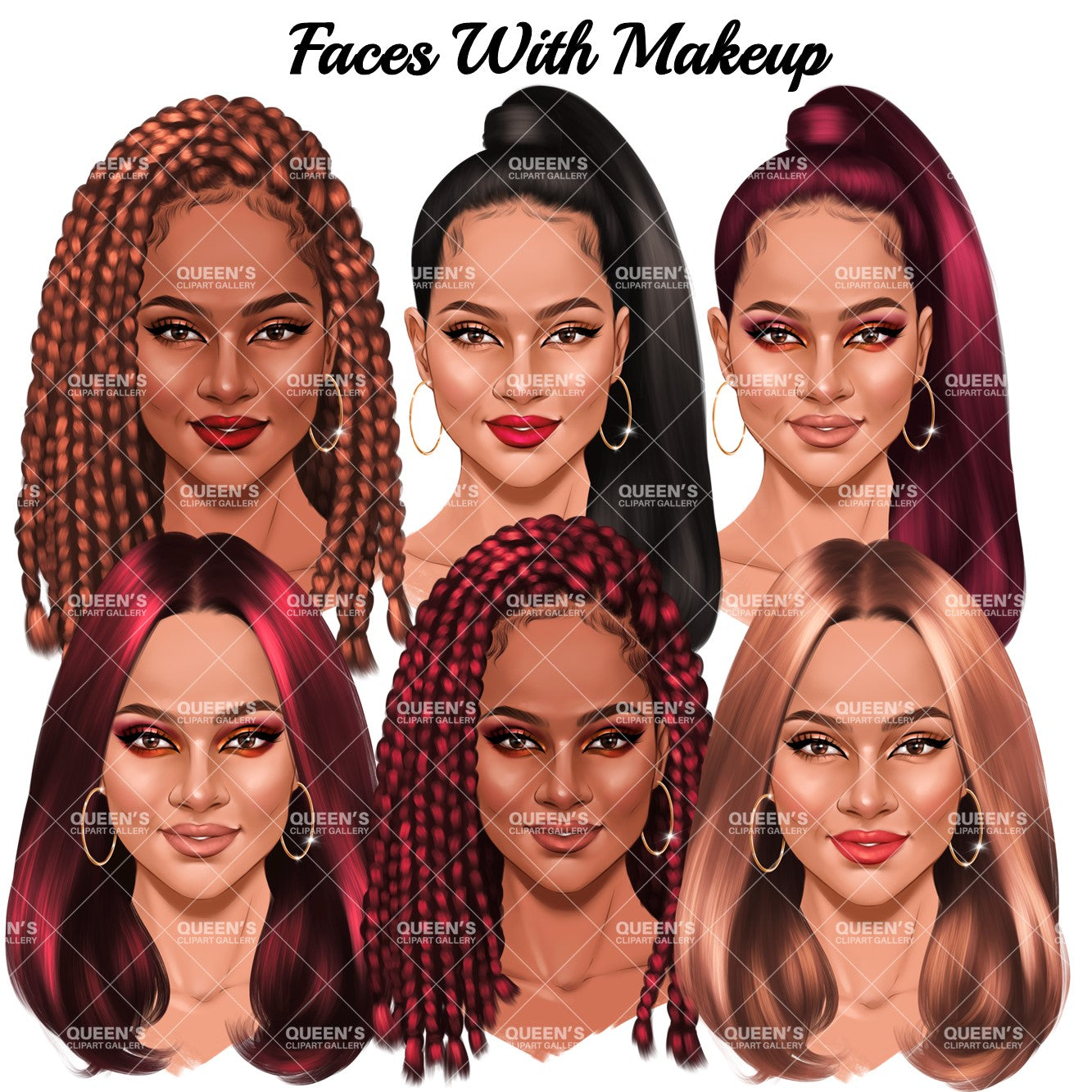 Woman Face, Afro Face Clipart, Face Clipart, Hairstyles, African American Woman Face Clipart, Black Girl Magic, Fashion Girl, Head Clipart