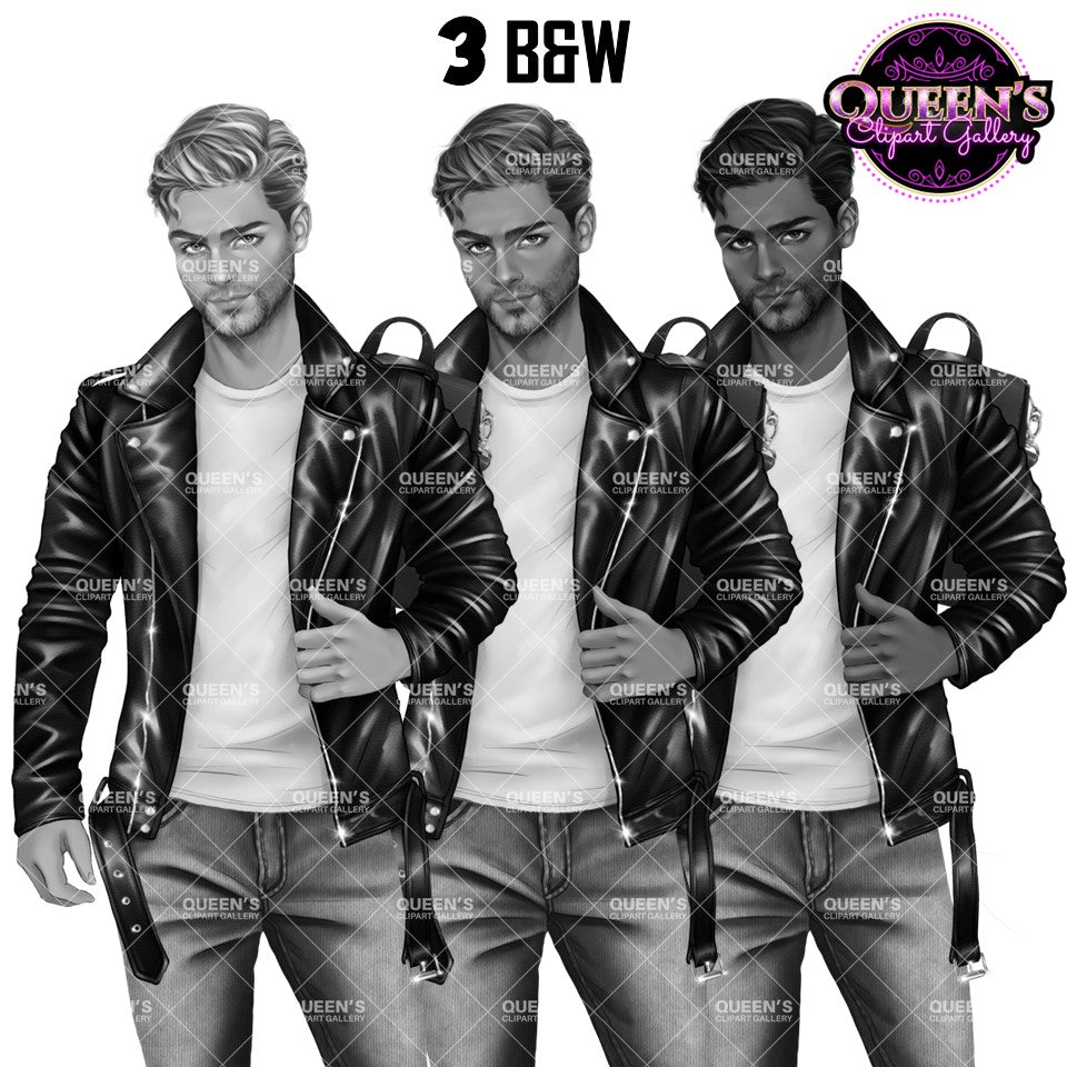 Man clipart, Boyfriend clipart, Man in leather jacket clipart, Boy clipart, Male clipart, White man clipart, Cute Guy Clipart, Husband