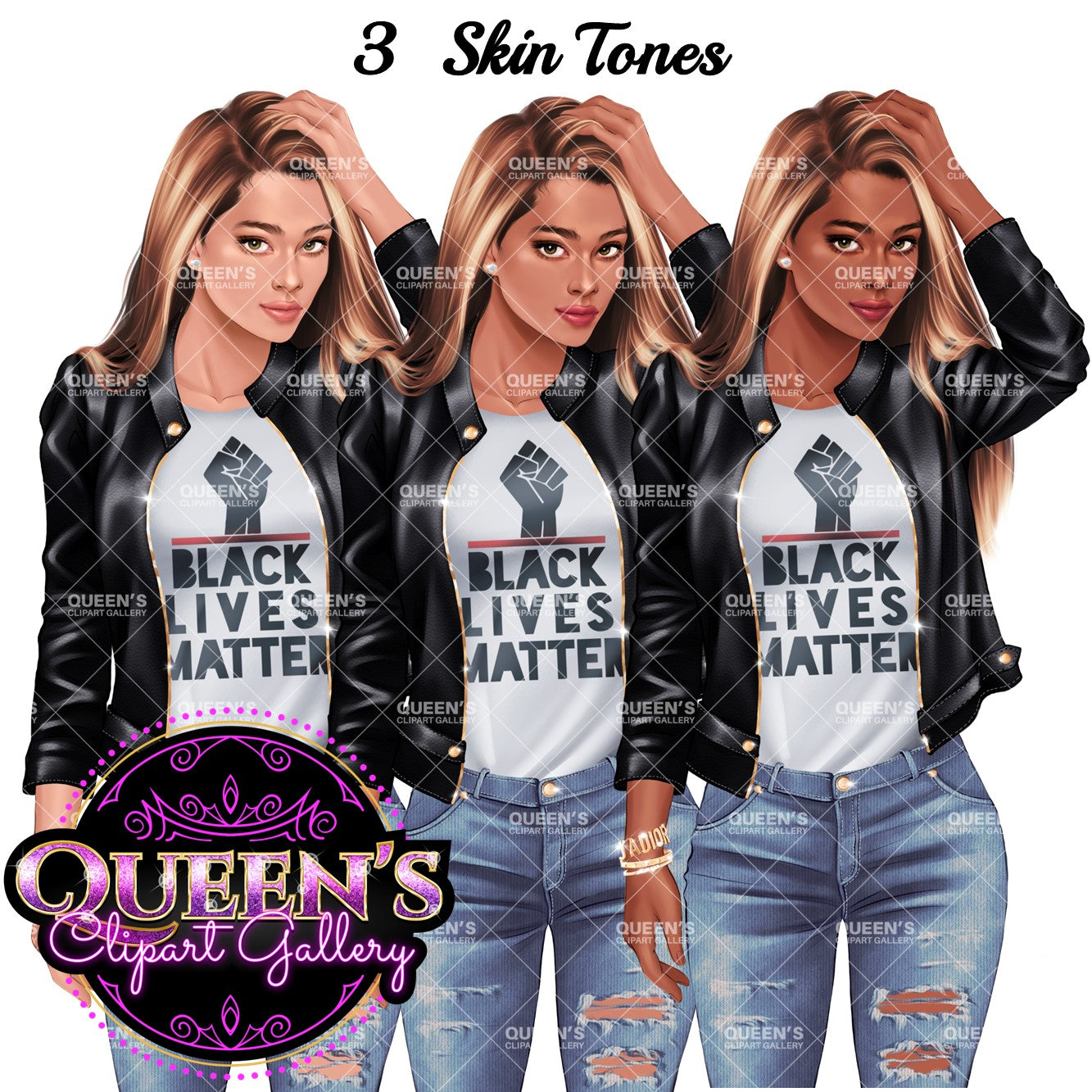 Black Lives Matter clipart, Power girl clipart, Hands up clipart, BLM, Black lives, Juneteenth clipart, Girl Power, Fashion girl clipart, Denim jeans girl