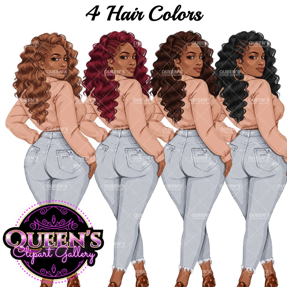 Denim Jeans Girl, Jeans Girl, Afro Girl Clipart, Fashion Girl Clipart, Jeans Girl Clipart, Black Girl Clipart, PNG Sublimation, Fashion Girl