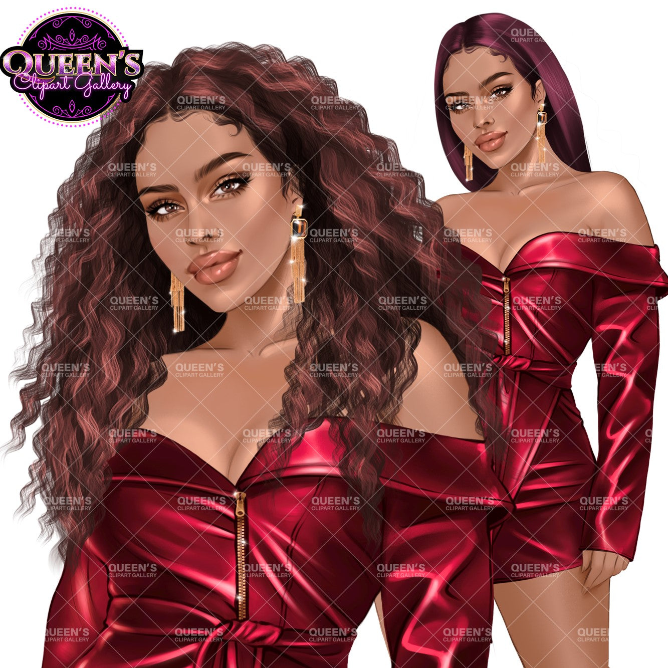 Woman in Red Dress, Fashion Girl Planner, Fashion Stickers, Fashion Girl, Fashion Illustration, Afro Girl Clipart, Black Girl Magic, Woman