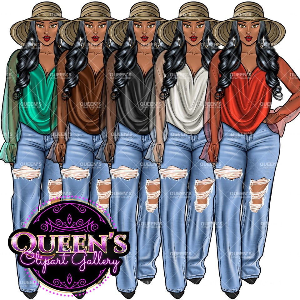 Denim girl clipart, Black girl magic, Fashion girl clipart, African American woman, Afro girl clipart, Girl boss, Fashion illustration, Boss lady