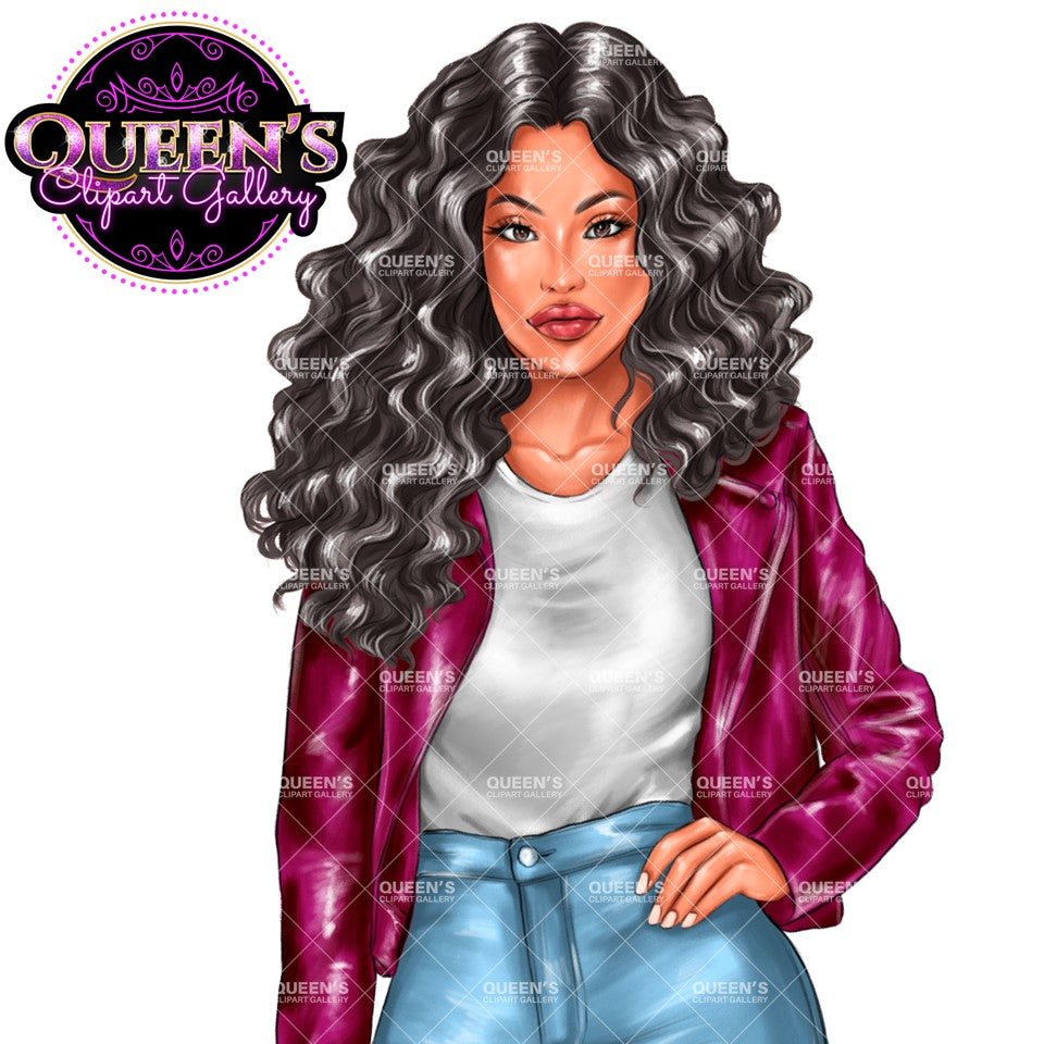 Curvy Denim Girl, Jeans Girl Clipart, Curvy girl, Woman clipart, Fashion girl clipart, Girl boss clipart, Fashion woman, Fashion illustration