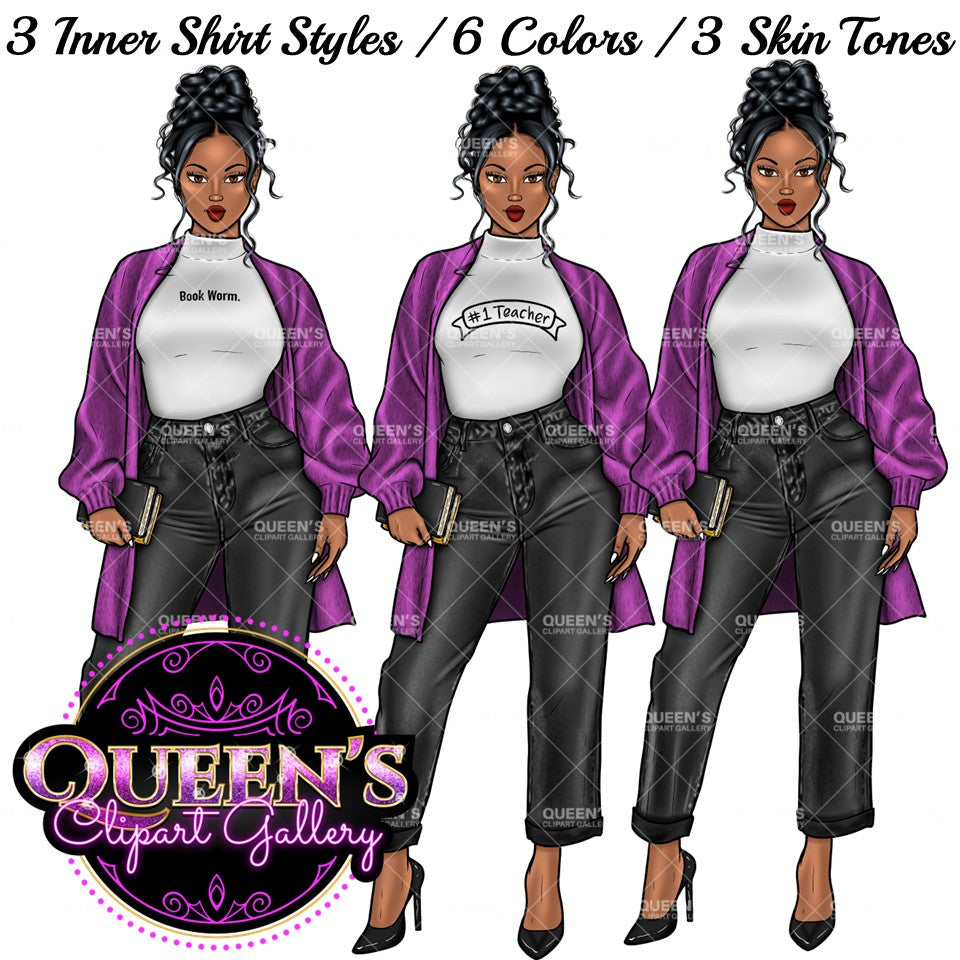 Denim girl clipart, Black girl magic, Fashion girl clipart, African American woman, Afro girl clipart, Girl boss, Teacher clipart, Boss lady