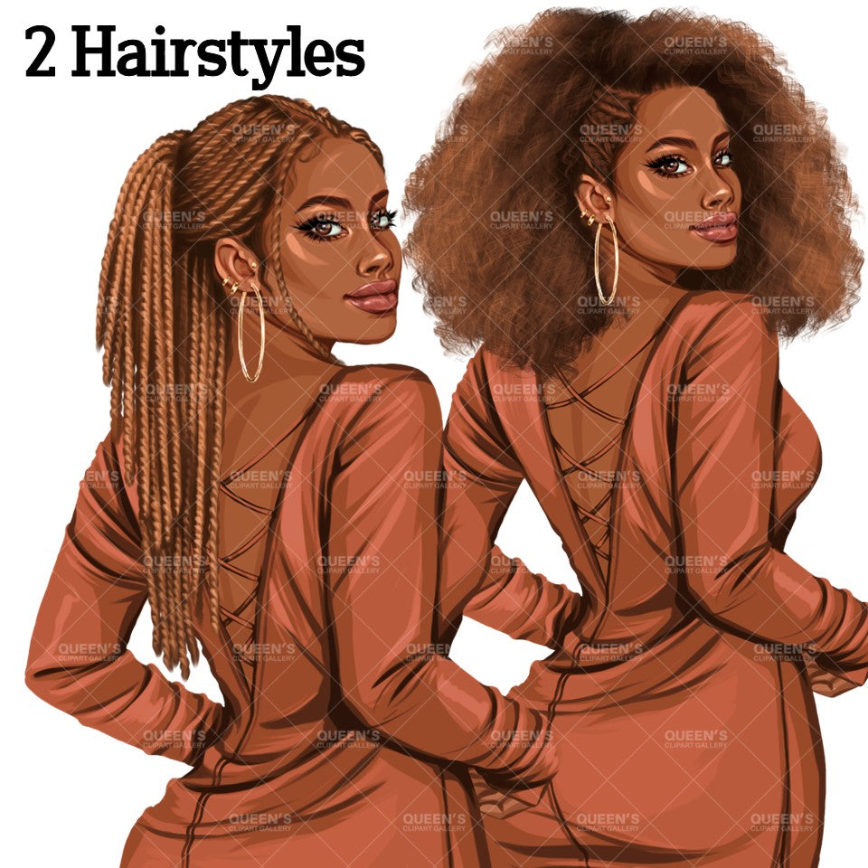 Back view, Red dress, Elegant woman, Fashion girl clipart, Fashion illustration clipart, Black girl magic, Woman in dress, Curvy woman png