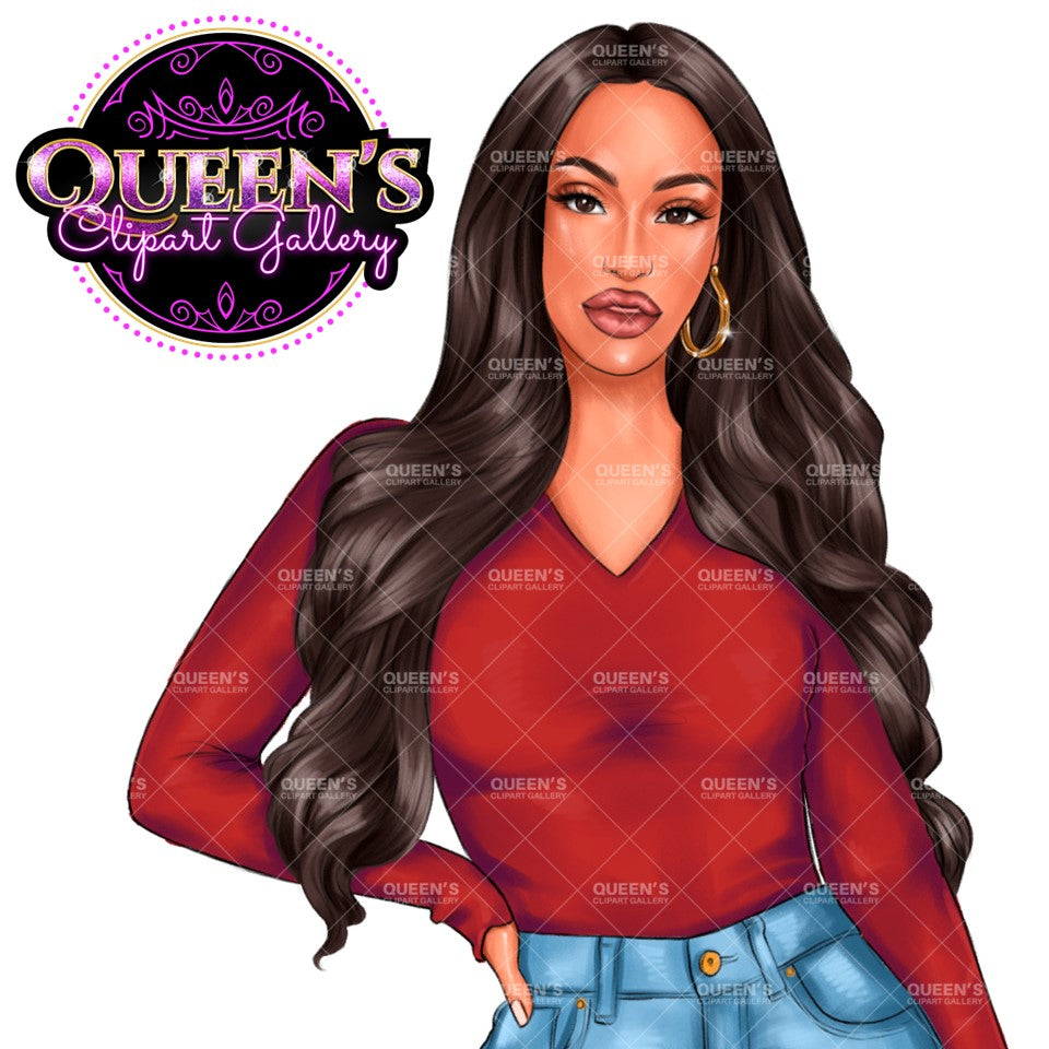 Denim jeans girl, Boss girl, Fashion girl clipart, Fashion clipart, Curvy girl clipart, White woman clipart, Business woman, Curvy woman png, Fashion illustration
