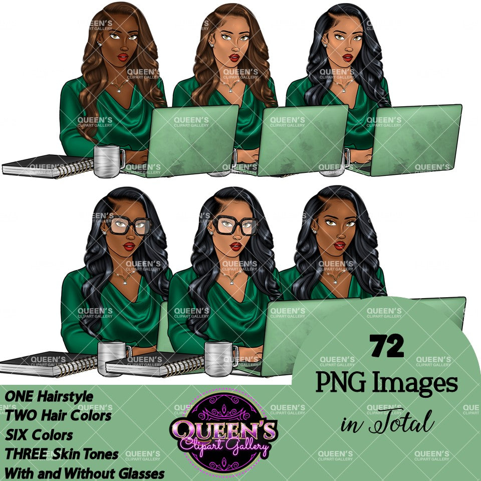 Work life clipart, Afro girl clipart, Woman on Computer, Black woman clipart, Black girl magic, Fashion girl, Boss woman clipart, Black girl