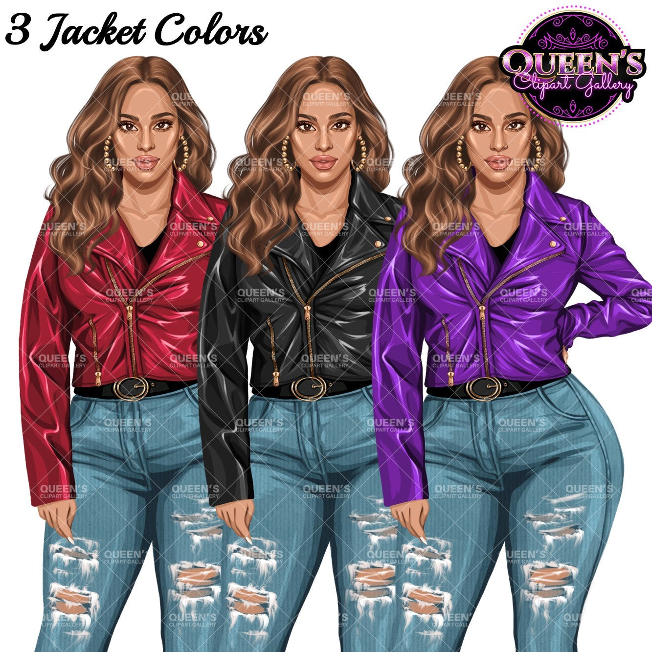 Denim girl clipart, Fashion girl clipart, Jeans girl clipart, Fashion illustration, Curvy girl clipart, Afro girl, African American woman