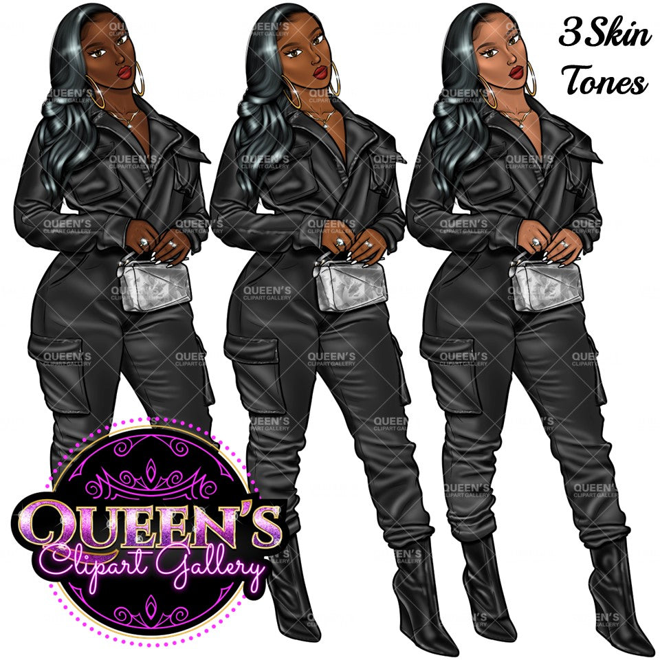 Denim girl clipart, Curvy girl clipart, Fashion girl clipart, Jeans Girl Clipart, African American clipart, Afro girls clipart, Girl Boss
