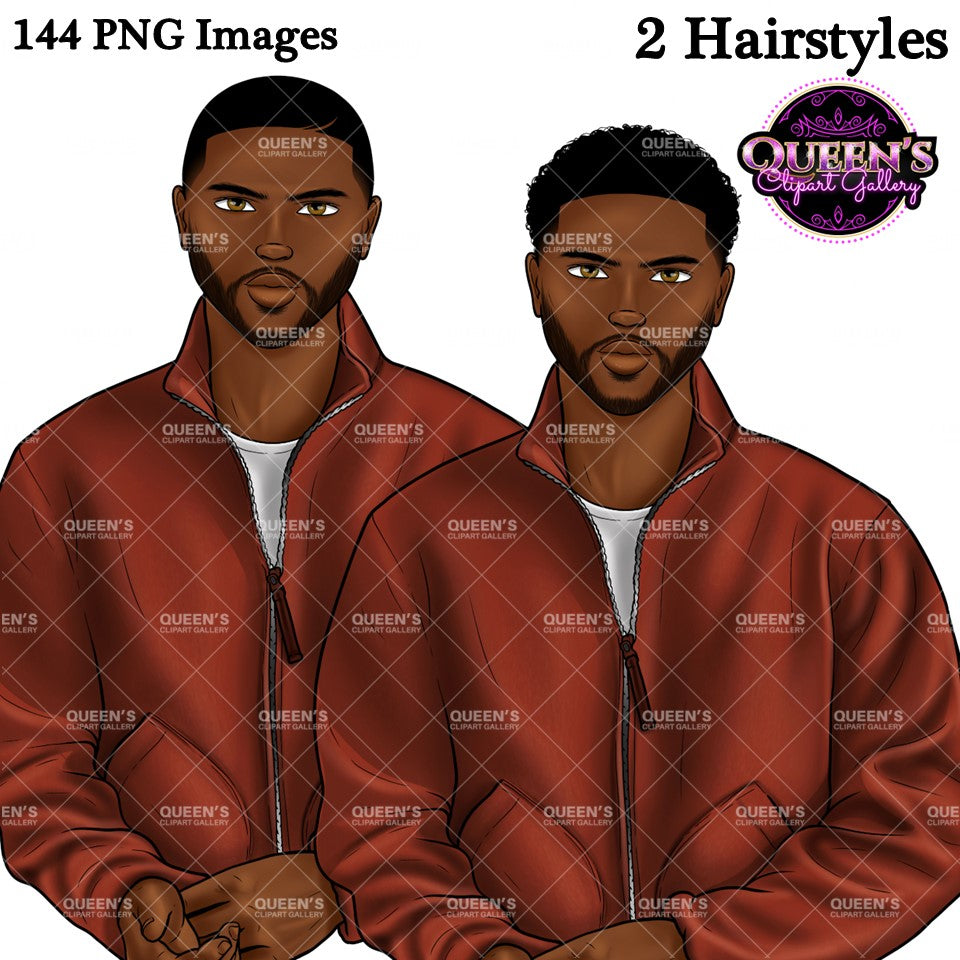Man clipart, Handsome man clipart, Boyfriend clipart, Casual man clipart, Man with Headphones African American man clipart, Black man
