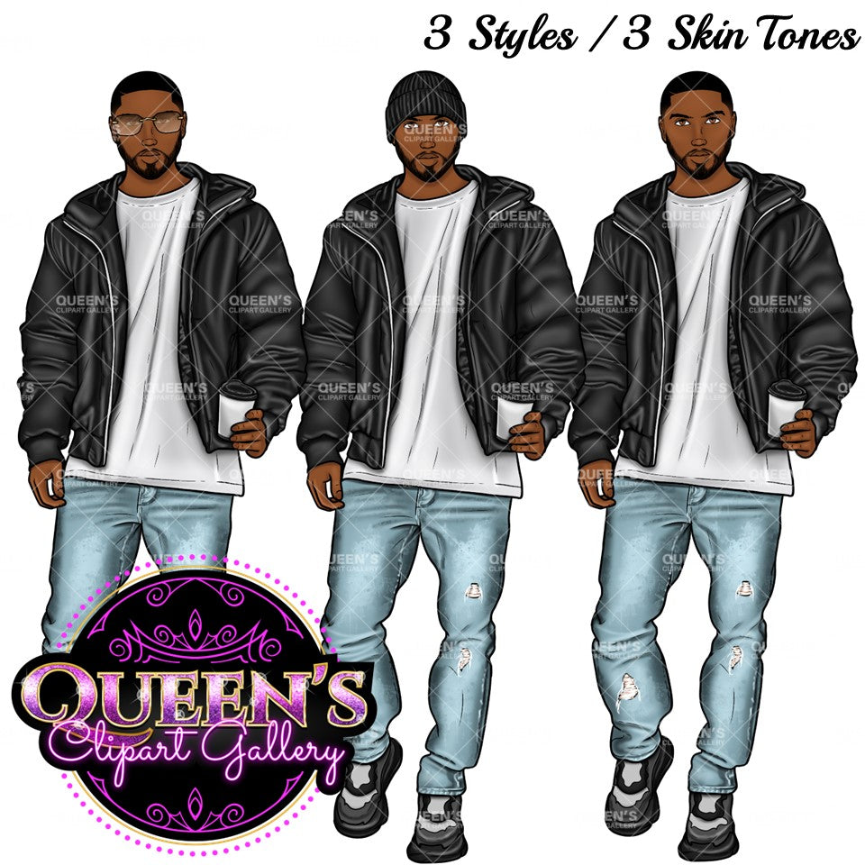 Man clipart, Handsome man clipart, Boyfriend clipart, Casual man clipart, Male clipart, African American man clipart, Black man clipart