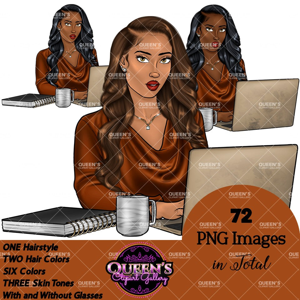 Work life clipart, Afro girl clipart, Woman on Computer, Black woman clipart, Black girl magic, Fashion girl, Boss woman clipart, Black girl