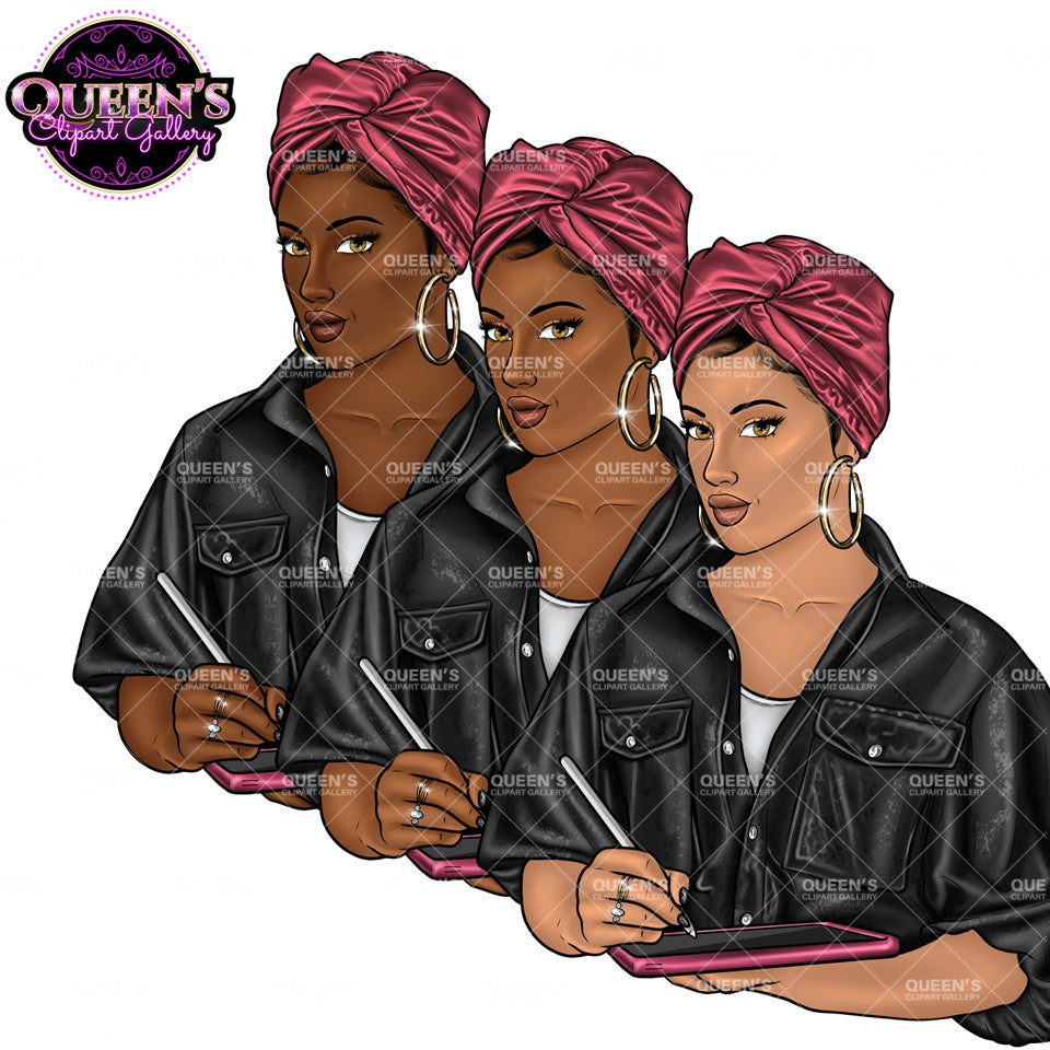 Artist clipart, Technology clipart, Afro girl clipart, Woman on iPad clipart, Black woman clipart, Black girl magic, Fashion girl, Black girl