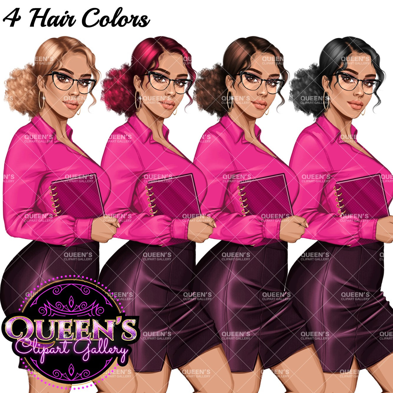 Business planner clipart, Lady boss clipart, Afro girl clipart, Fashion girl clipart, Teacher clipart, Black girl magic, Business woman