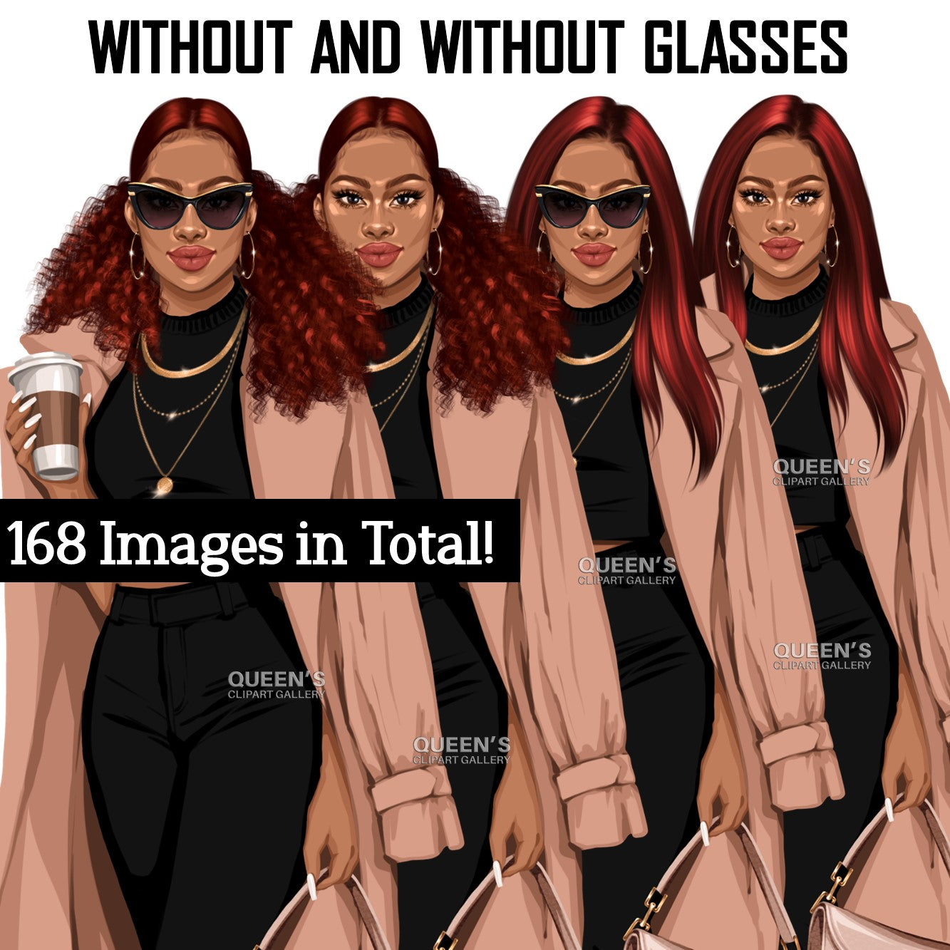 Fashion girl clipart, Black woman clipart, African American clipart, Fashion clipart, Girl boss clipart, Curvy girl, Woman in hat