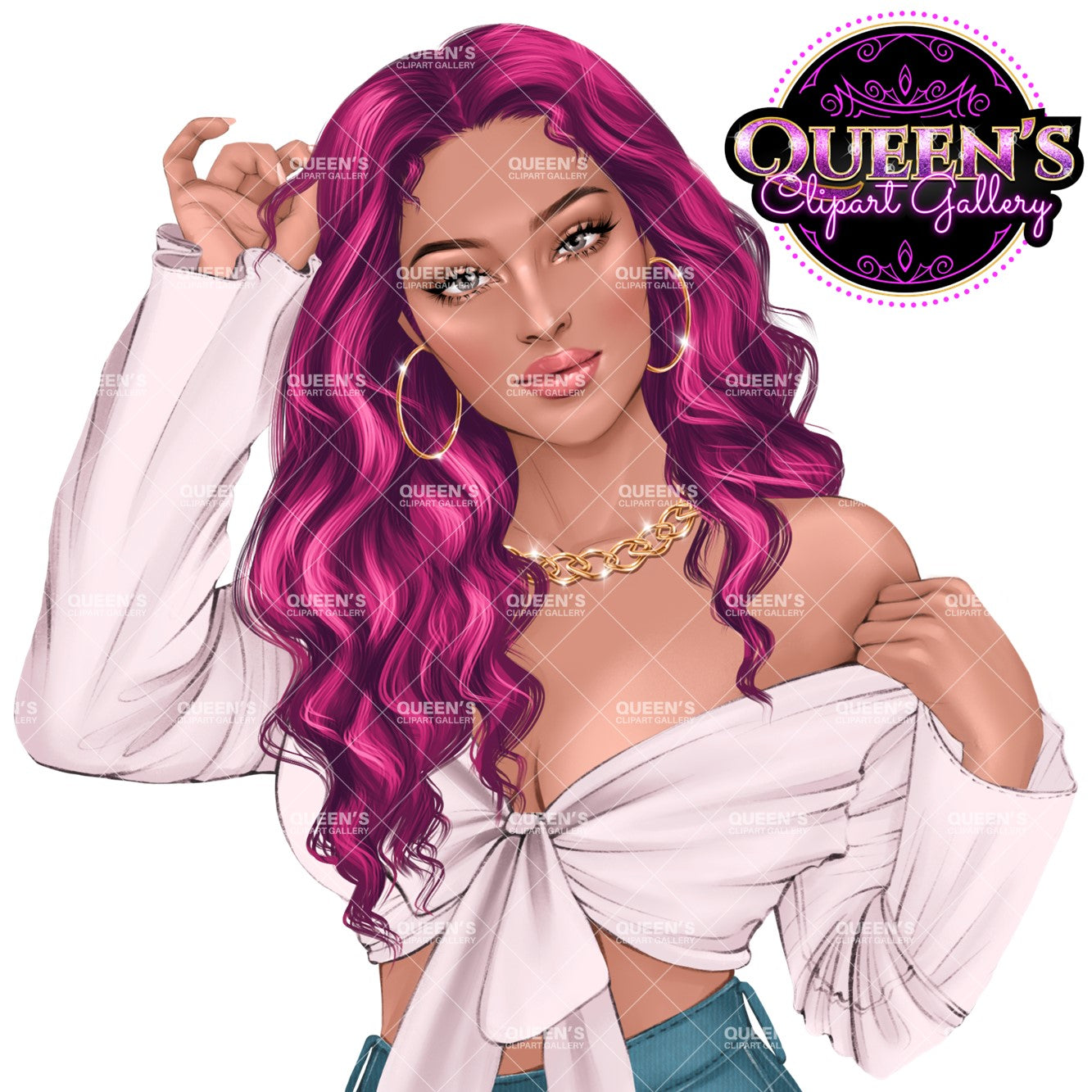 Denim jeans girl, Jeans girl clipart, Fashion girl clipart, Afro girl clipart, Lady boss, Denim girl, Summer girl, Fashion illustration