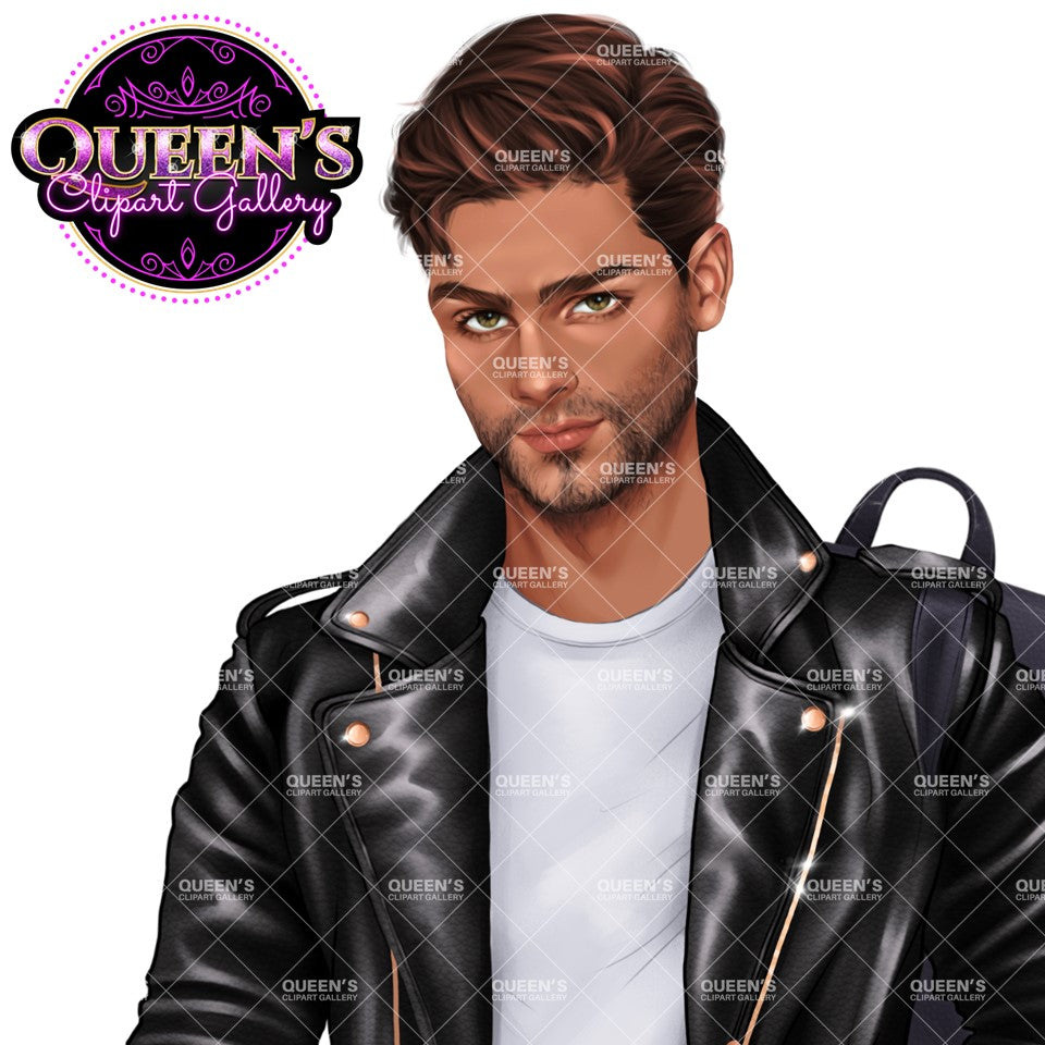 Man clipart, Boyfriend clipart, Man in leather jacket clipart, Boy clipart, Male clipart, White man clipart, Cute Guy Clipart, Husband