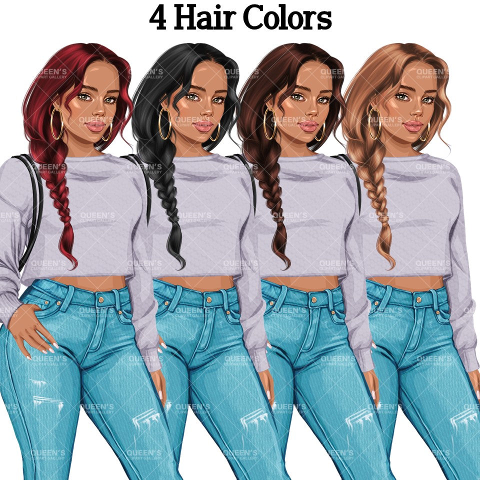 Denim jeans girl, Jeans girl clipart, Teenager clipart, Fashion girl clipart, Fashion illustration, Teen girl clipart, Denim Girl Clipart