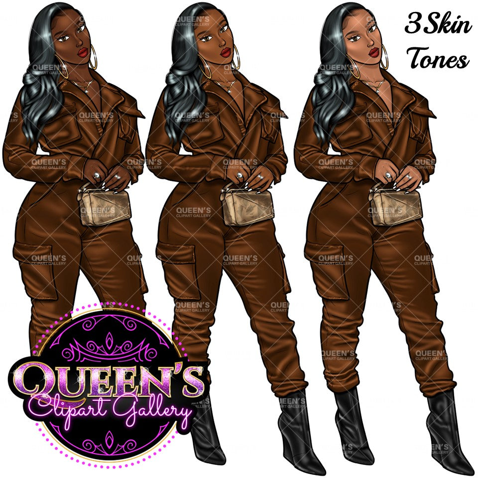 Denim girl clipart, Curvy girl clipart, Fashion girl clipart, Jeans Girl Clipart, African American clipart, Afro girls clipart, Girl Boss
