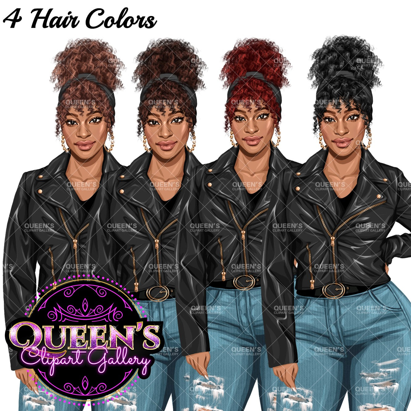 Denim girl clipart, Fashion girl clipart, Jeans girl clipart, Fashion illustration, Curvy girl clipart, Afro girl, African American woman