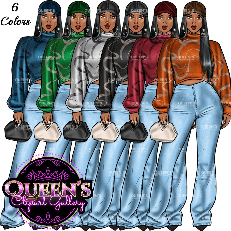 Denim girl clipart, Black girl magic, Fashion girl clipart, Black girl magic, African American woman, Afro girl clipart, Jeans girl clipart