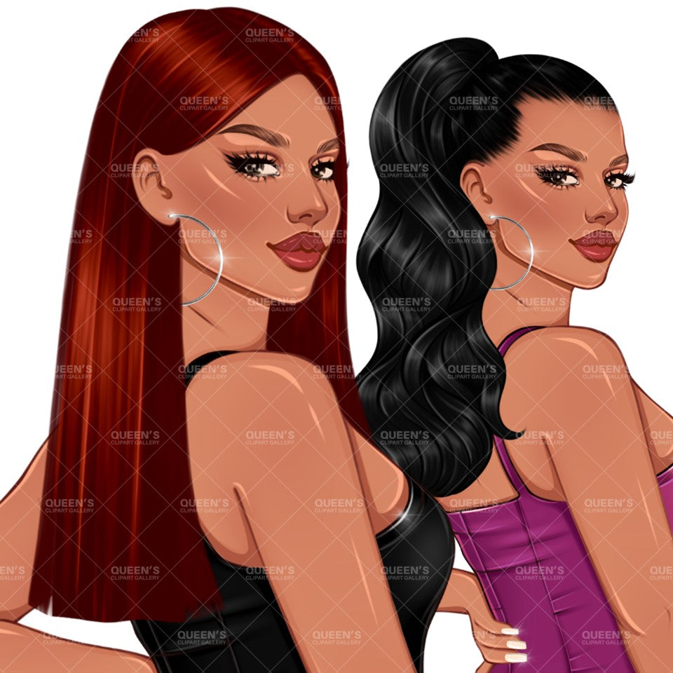 Summer girl clipart, Curvy girl, Jeans girl clipart, Girl in shorts, Woman clipart, Fashion girl clipart, Girl boss, Fashion woman