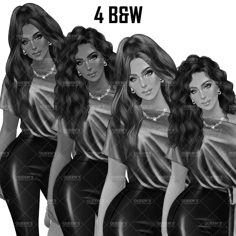 Lady boss clipart, Woman clipart, Fashion girl clipart, Leather pants, Girl boss clipart, Fashion woman, Party girl clipart, Sexy woman, Fashion illustration clipart