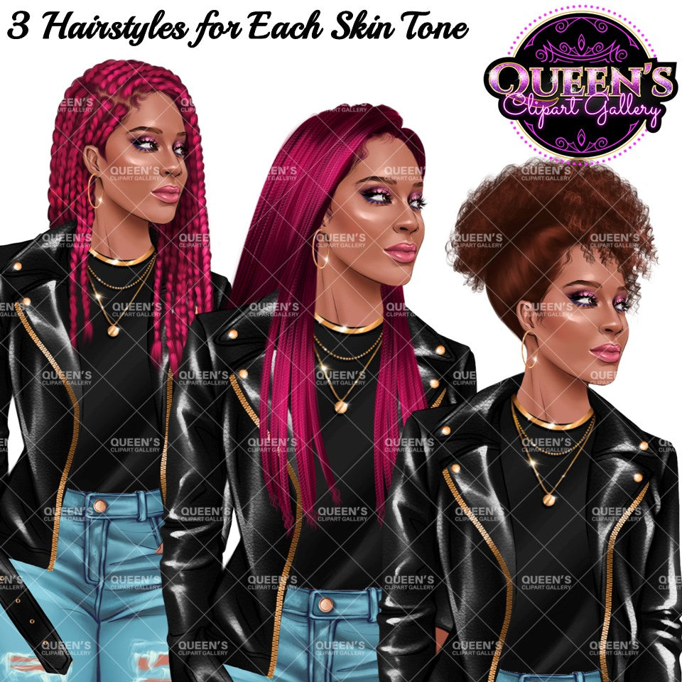 Denim girl clipart, Curvy girl clipart, Fashion girl clipart, Jeans Girl Clipart, African American clipart, Afro girl, Black girl magic