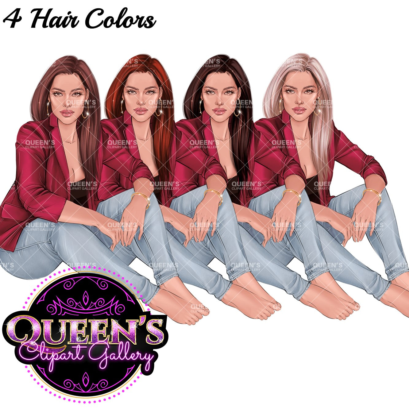 Boss lady clipart, Denim girl clipart, Fashion girl clipart, Denim woman, Girl boss clipart, Jeans girl clipart, Fashion illustration, Woman