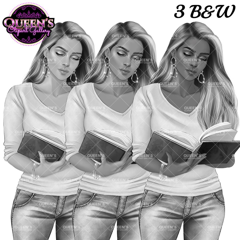 l Love Books Clipart, Bookworm Life, Booklover girl, Reading girl, Reading woman, Bookish Illustration, Planner Clipart, Booklover Clipart