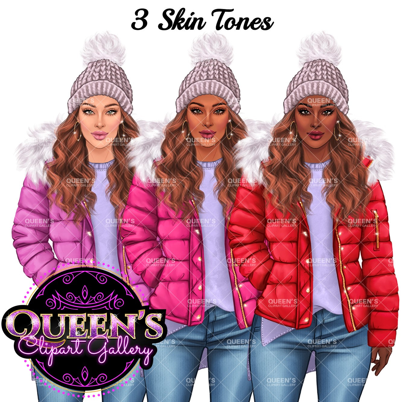 Denim jeans girl, Jeans girl clipart, Fashion illustration, Fashion girl clipart, Winter clipart, Cozy girl clipart, Girl in bubble jacket