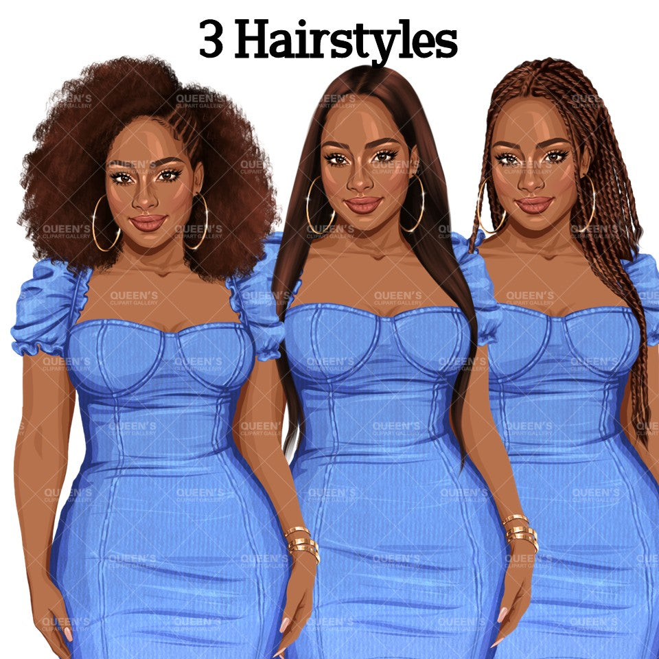 Girl boss, Lady boss, Afro girl clipart, Fashion girl clipart, Fashion illustration clipart, Curvy girl, Woman in dress, African American woman