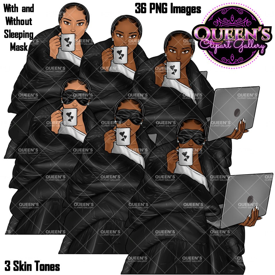 Relax at home, Fashion girl clipart, Cozy Clipart, Mindfulness, African American clipart, Cozy girl clipart, Calming, Coffee girl clipart
