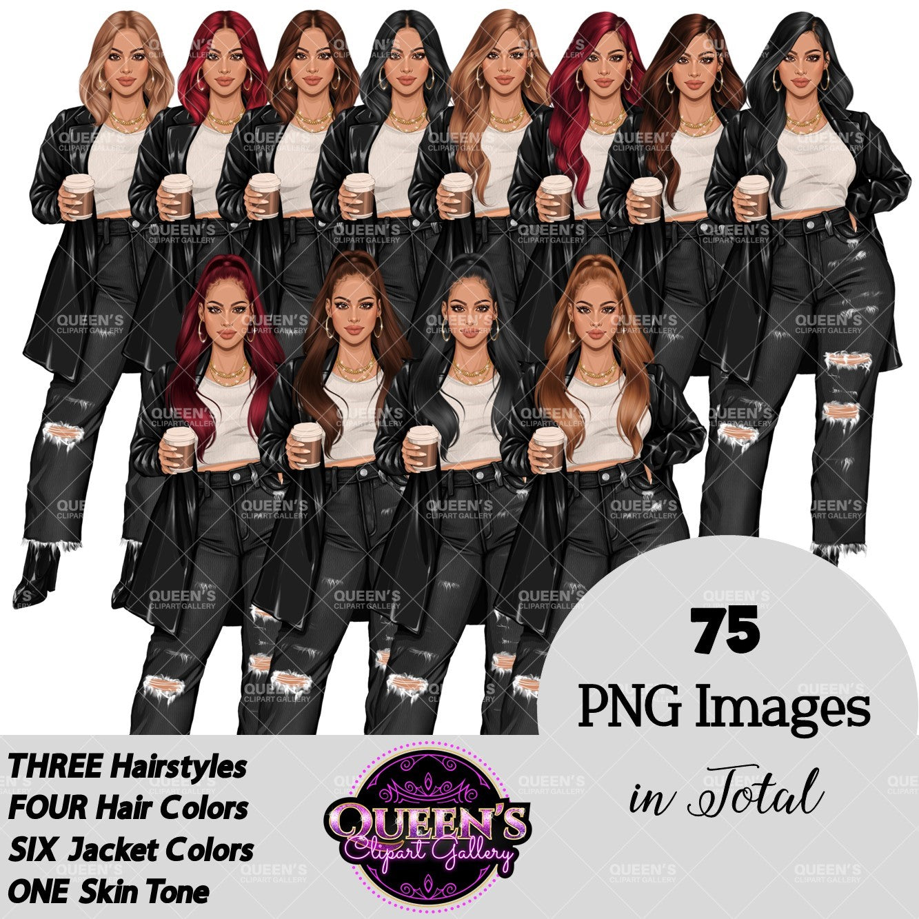 Coffee Girl Clipart, Denim Jeans Girl, Jeans Girl, Afro Girl Clipart, Fashion Girl Clipart, Jeans Girl Clipart, African American Clipart