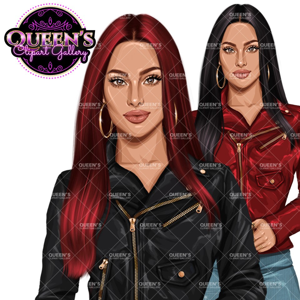 Curvy denim girl, Jeans girl clipart, Curvy girl, Fashion girl clipart, Girl boss clipart, Fashion woman, Woman in leather jacket, Curvy