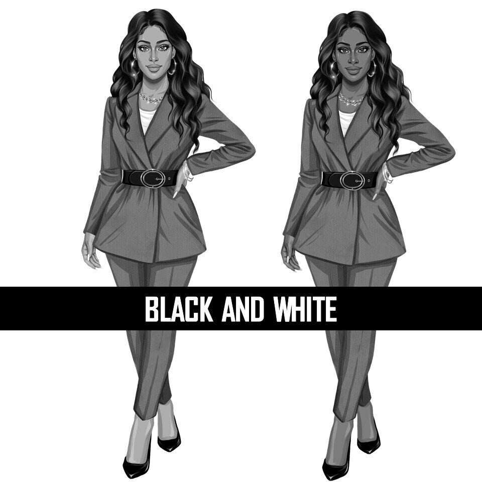Boss girl, Fashion girl clipart, Fashion clipart, Curvy girl clipart, White woman clipart, Business woman, Curvy woman png, Fashion illustration