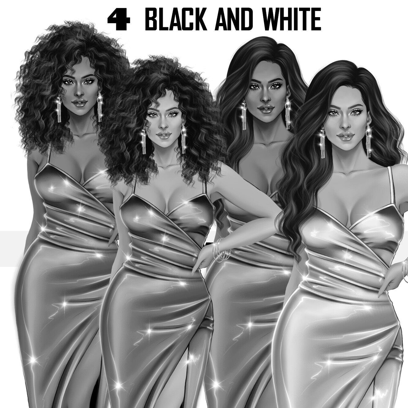 Woman in Silk Dress Clipart, Fashion Girl Clipart, Fashion Girl Planner, Fashion Stickers, Fashion Girl, Fashion Illustration Planner PNG