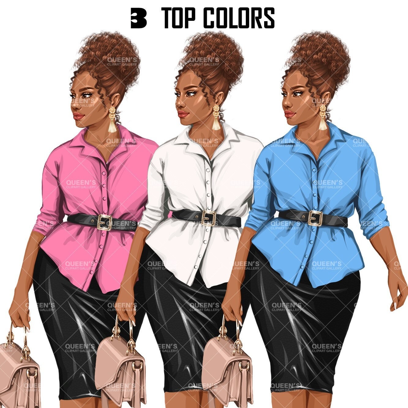 Afro girl clipart, Curvy girl clipart, Black woman clipart, Black girl magic, Fashion girl clipart, Girl boss clipart, Black girl png, Curvy