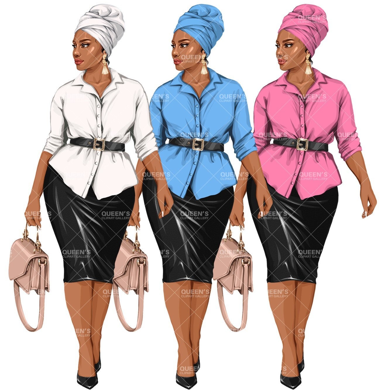 Afro girl clipart, Curvy girl clipart, Black woman clipart, Black girl magic, Fashion girl clipart, Girl boss clipart, Black girl png, Curvy