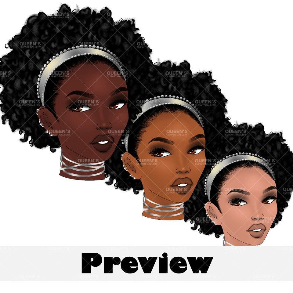 Black Queen Clipart | Afro Woman | Natural Hair Clipart | Black Girl Magic Illustration | Beautiful Black Girl Magic Melanin Black Woman
