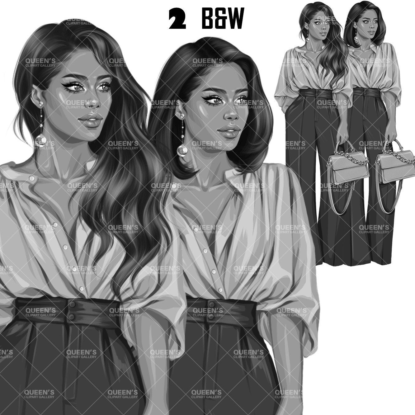 Boss girl, Fashion girl clipart, Fashion clipart, Curvy girl clipart, White woman clipart, Business woman, Curvy woman png, Fashion illustration