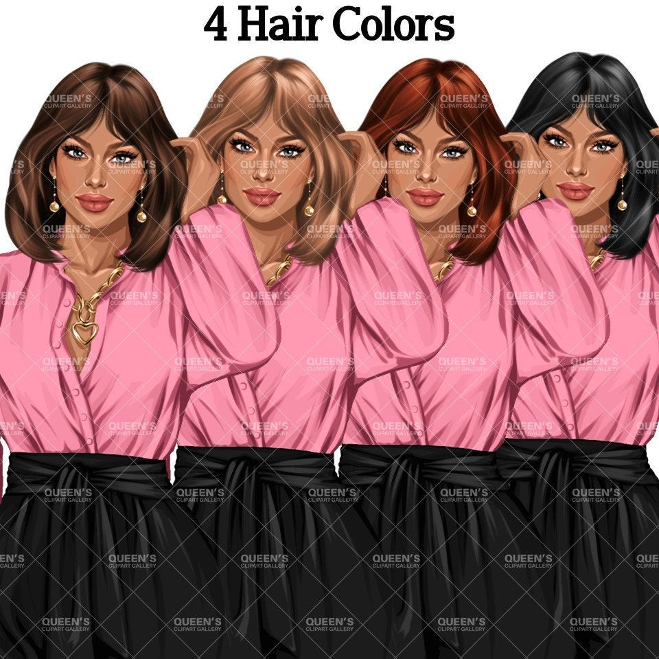 Boss girl, Fashion girl clipart, Fashion illustration clipart, Boss lady clipart, White woman clipart, Business woman, Curvy woman png