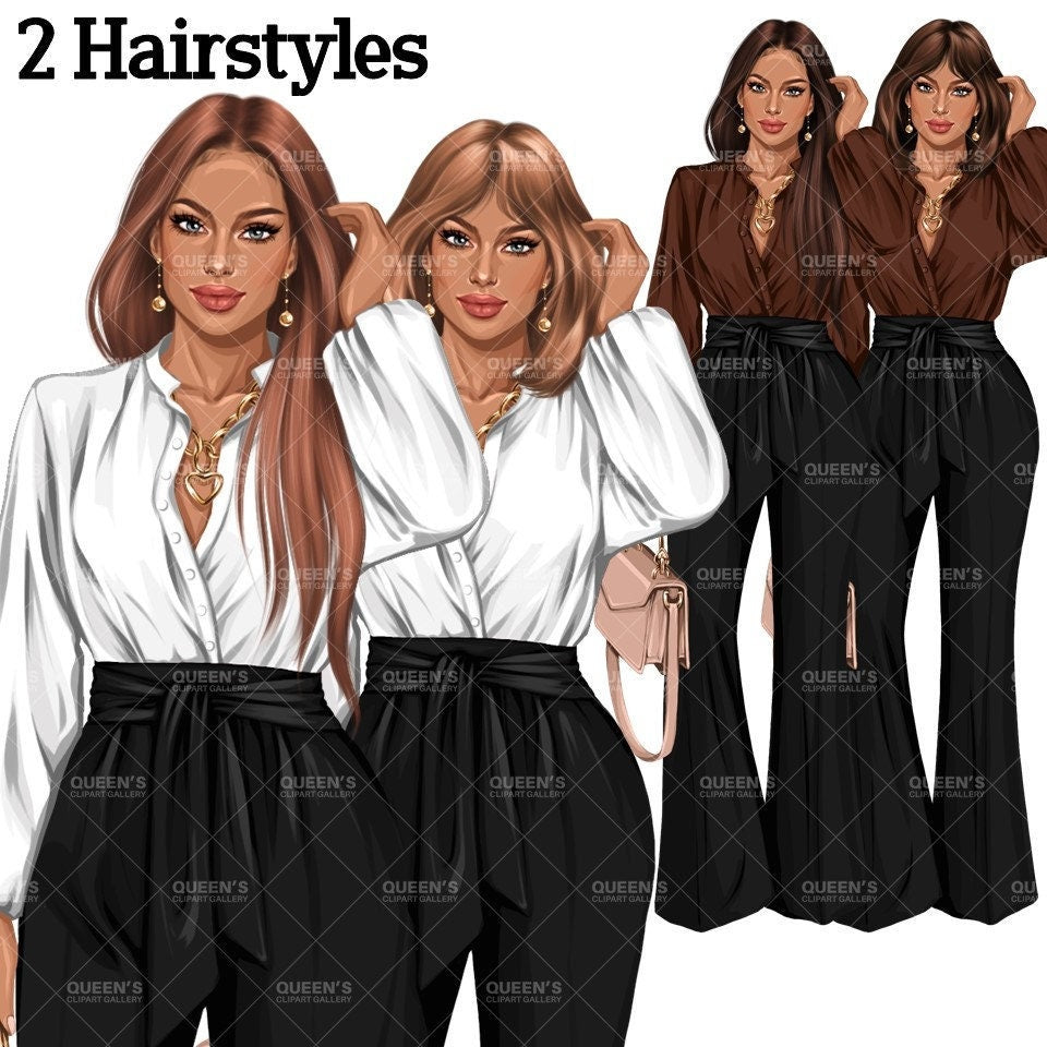 Boss girl, Fashion girl clipart, Fashion illustration clipart, Boss lady clipart, White woman clipart, Business woman, Curvy woman png