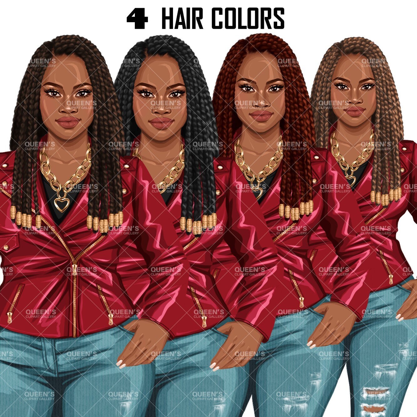 Curvy Denim Girls, Jeans Girl Clipart, Curvy girl clipart, Afro Woman clipart, Black girl magic, Girl boss clipart, African American woman