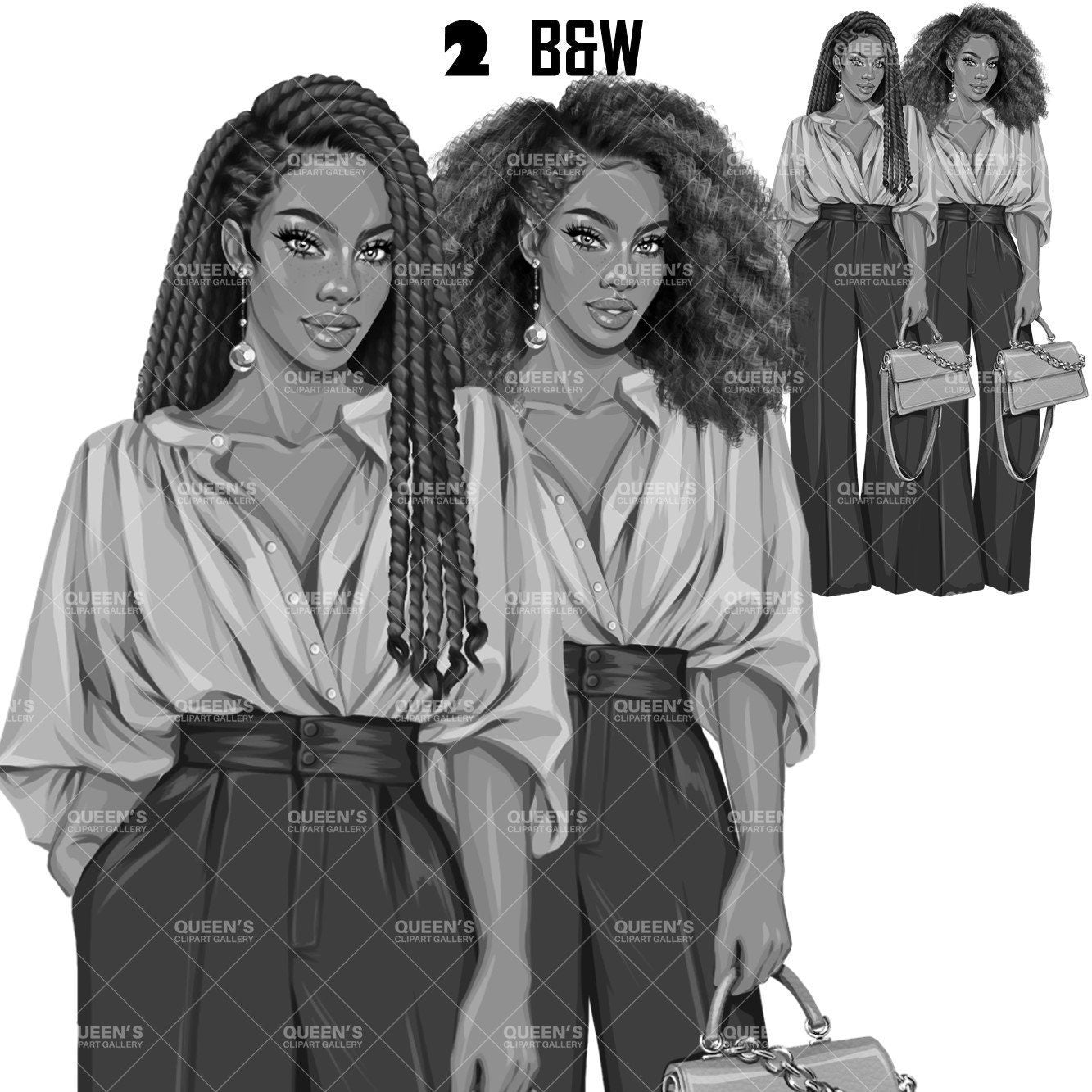 Black girl PNG, Afro girl clipart, Fashion girl clipart, Black woman clipart, Black girl magic, Curvy girl clipart, African American woman