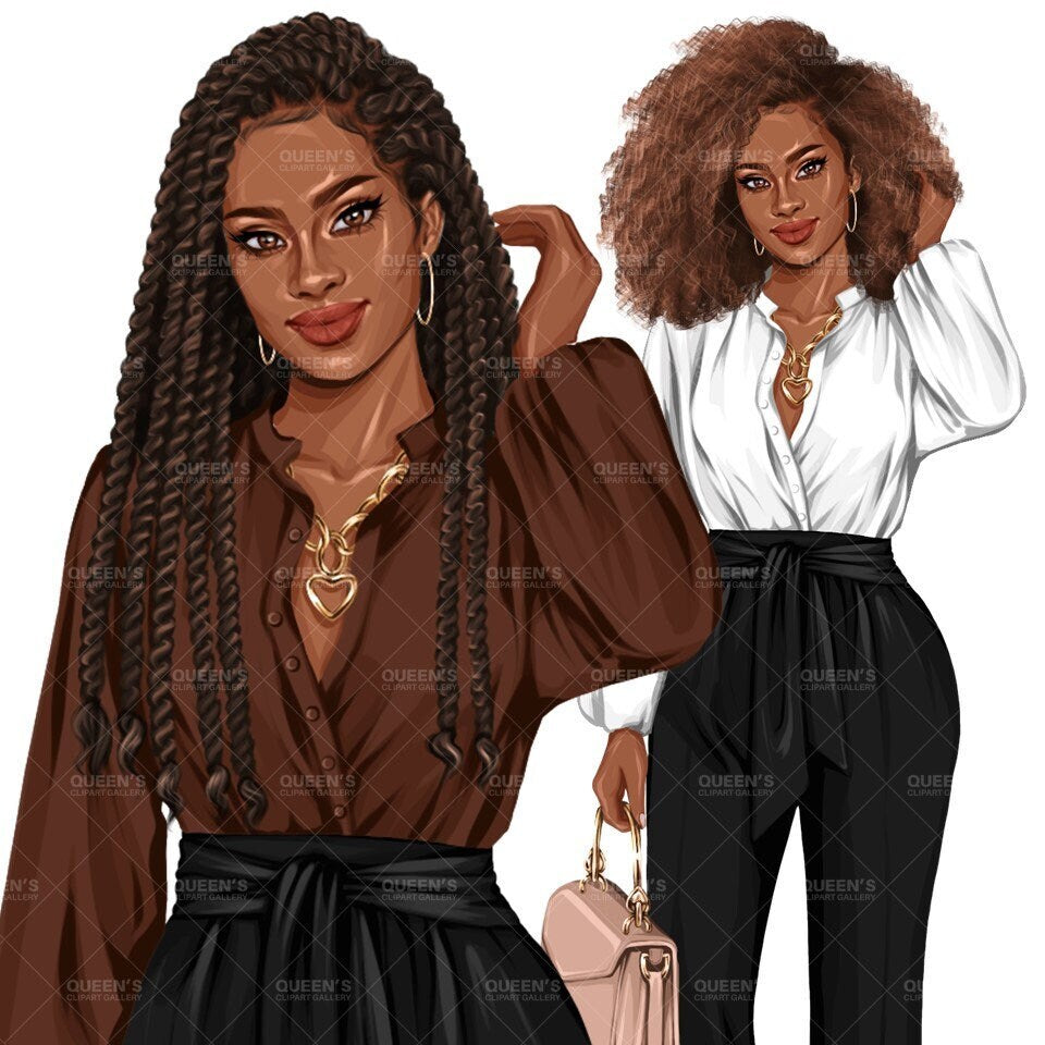 Black girl magic PNG, Afro girl clipart, Fashion girl clipart, Black woman clipart, Boss lady, Curvy girl clipart, African American woman