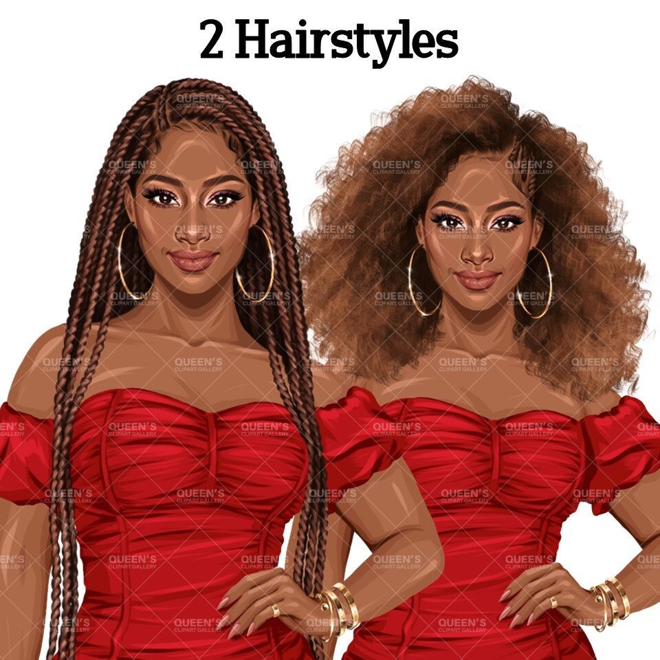 Elegant woman, Woman in dress, Black girl magic, Afro girl clipart, Fashion girl clipart, Black woman clipart, Boss lady, Curvy girl clipart