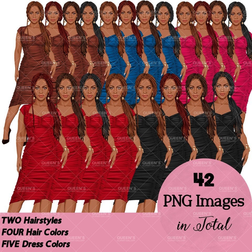 Elegant woman, Woman in dress, Black girl magic, Afro girl clipart, Fashion girl clipart, Black woman clipart, Boss lady, Curvy girl clipart