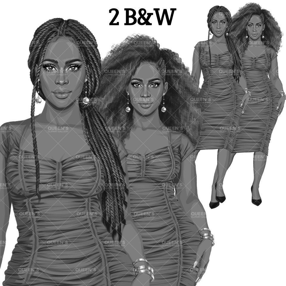 Elegant woman, Woman in dress, Black girl magic, Afro girl clipart, Fashion girl clipart, Black woman clipart, Boss lady, Curvy girl clipart