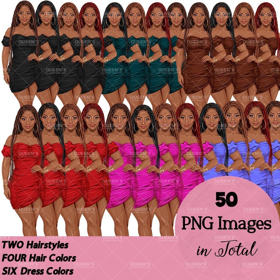 Elegant woman, Woman in dress, Black girl magic, Afro girl clipart, Fashion girl clipart, Black woman clipart, Boss lady, Curvy girl clipart